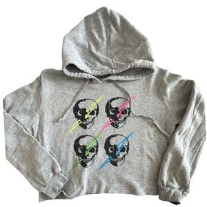 Gray Hoodie with Skull Design
